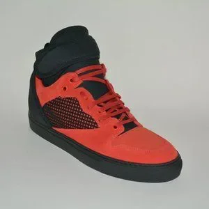 NWT BALENCIAGA MENS NEOPRENE STRAP HITOP  SUEDE LEATHER SNEAKERS US 12 EU 45 Balenciaga Neoprene Knit Mens Speed Sneakers 45 Red Black  main image 3